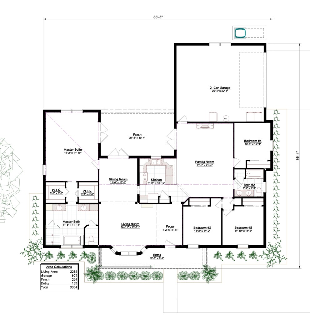 Model 2258 2 Floor Plan with Dimensions