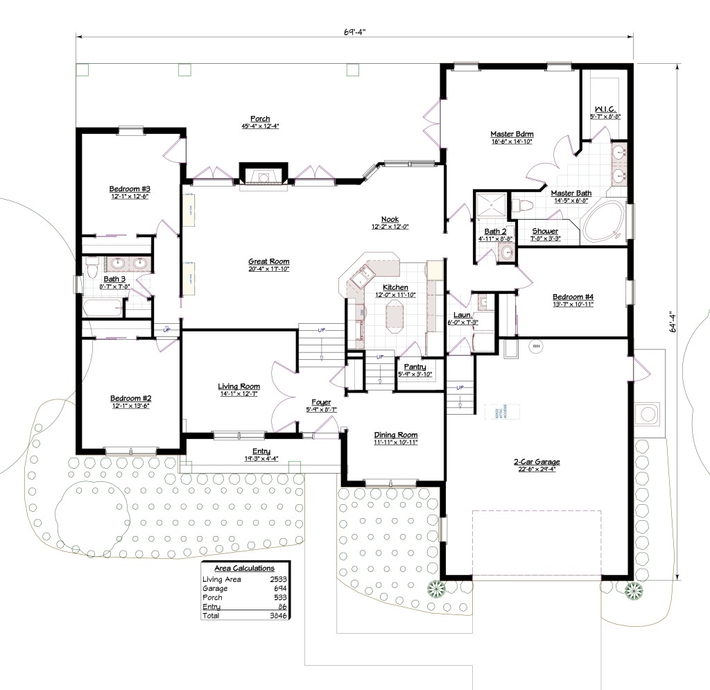 2533 2 Floor Plan with Dimensions