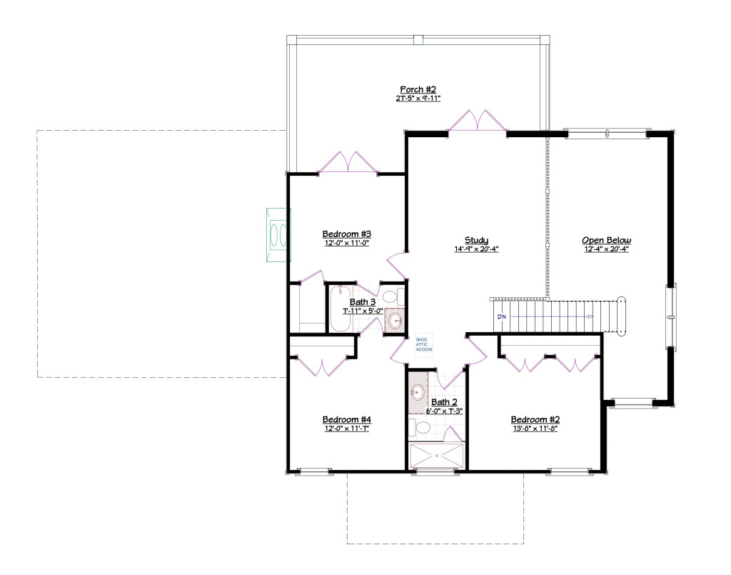 2596 3 Floor Two with Dimensions