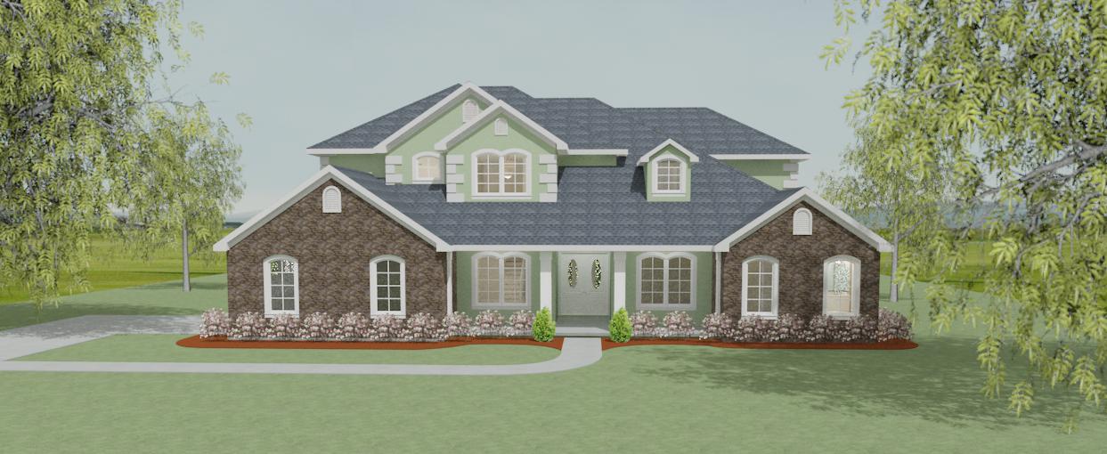 3827 Perspective Front Elevation